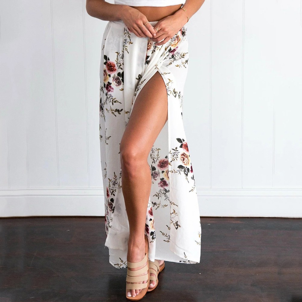 ♔Quần Palazzo Lưng Cao Ống Rộng Hoạ Tiết Hoa Phong Cách Bohomian