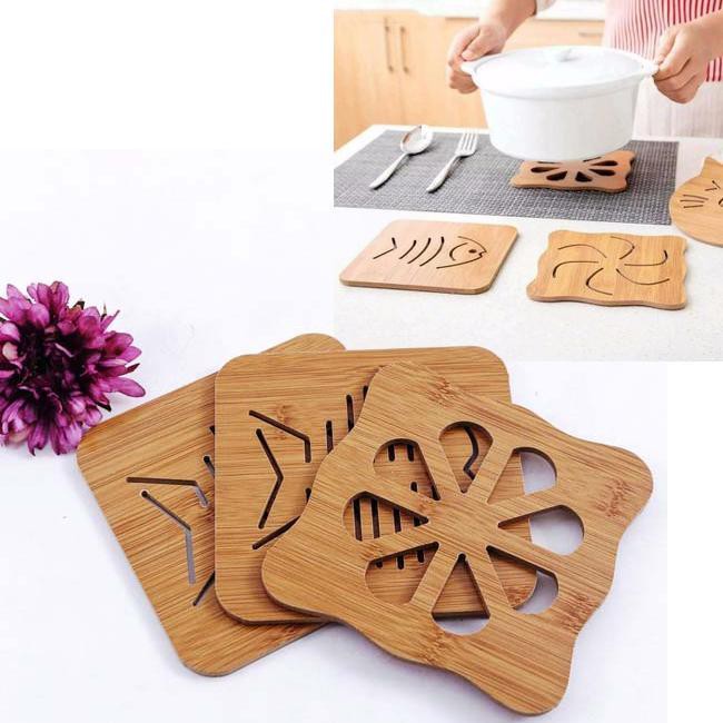 Đế Lót Nồi WOODEN Cách Nhiệt Họa Tiết Dễ Thương Phong Cách Hàn Xẻng