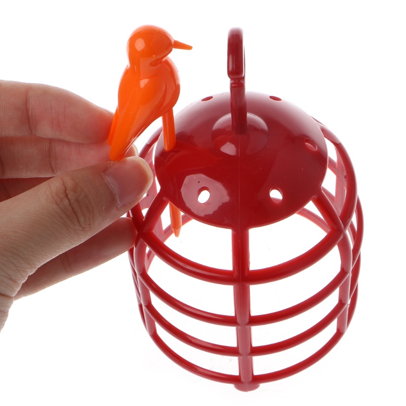 Set 6 Giá Đỡ Nĩa Ăn Trái Cây Bằng Nhựa Hình Lồng Chim Sáng Tạo