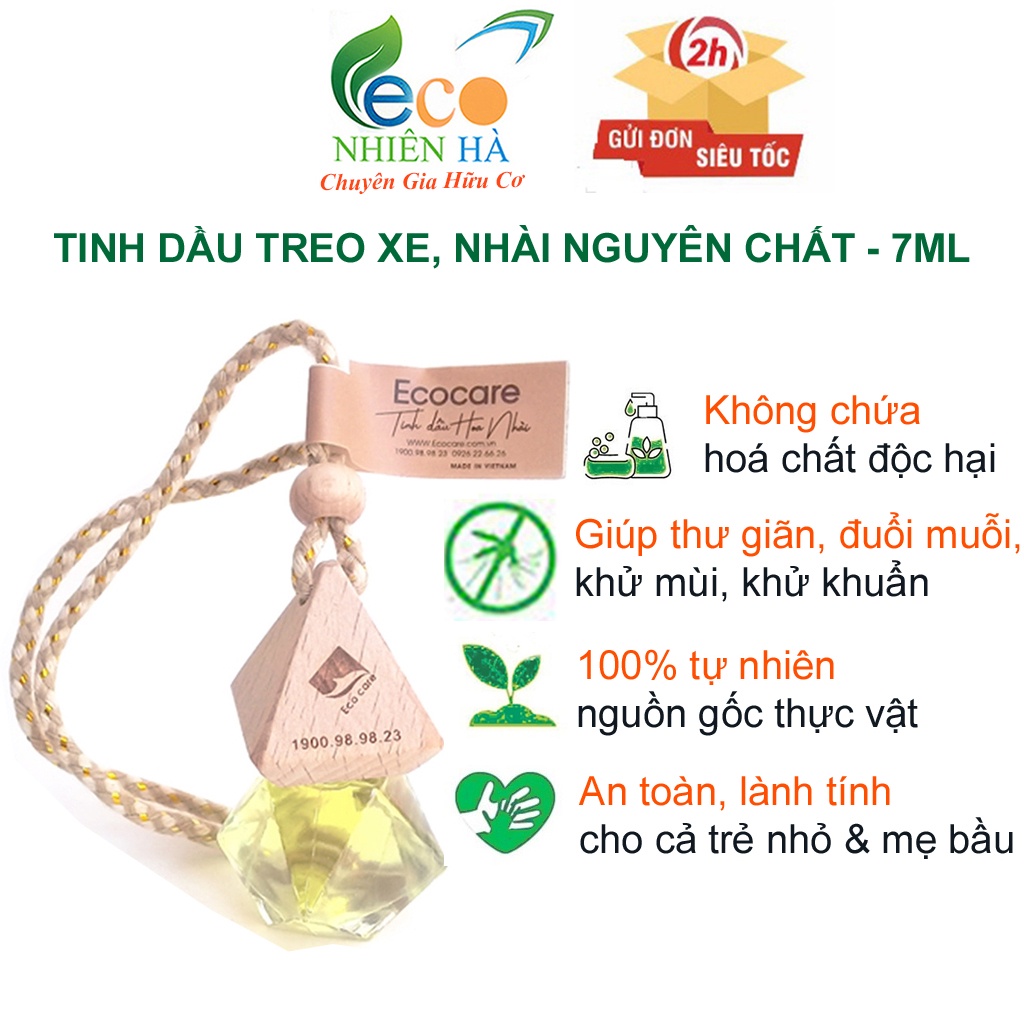 Tinh dầu ECOCARE 7ml nhài, tinh dầu thơm phòng, treo xe giúp tỉnh táo, chống say tàu xe