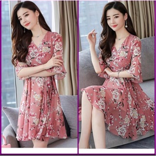 HCM có sẵn Đầm maxi NHIỀU MÀU đắp chéo ngực tay lỡ đầm vintage họa tiết hoa đầm bầu đầm đi biển