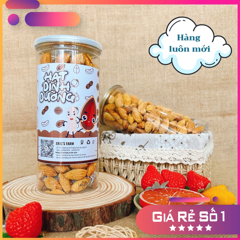 Hạnh nhân rang bơ Eric's Farm 450g, vỏ mỏng, thơm giòn, ăn vặt dinh dưỡng giá rẻ
