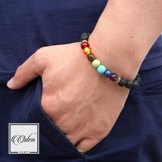Vòng tay nam Phong Thủy- Đá Núi Lửa - 7 Chakra_7C22