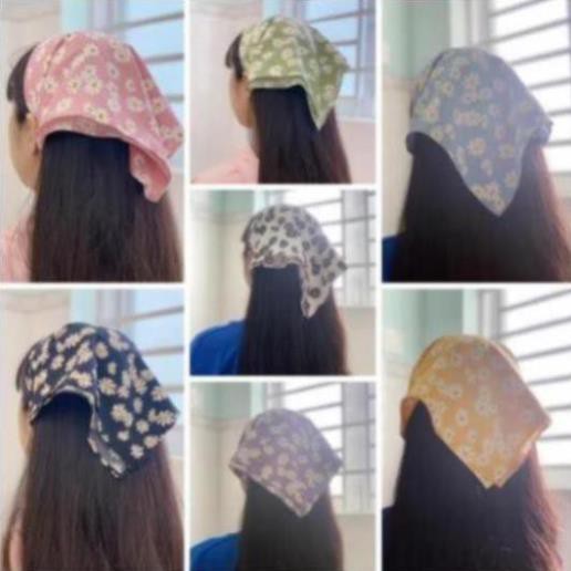 Khăn BANDANA lụa hoa cúc vải xịn
