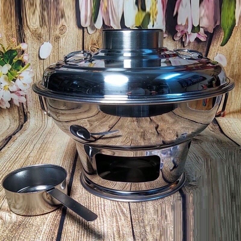Lẩu  cù  lao  inox  2in1  sáng  bóng  cao cấp  24cm
