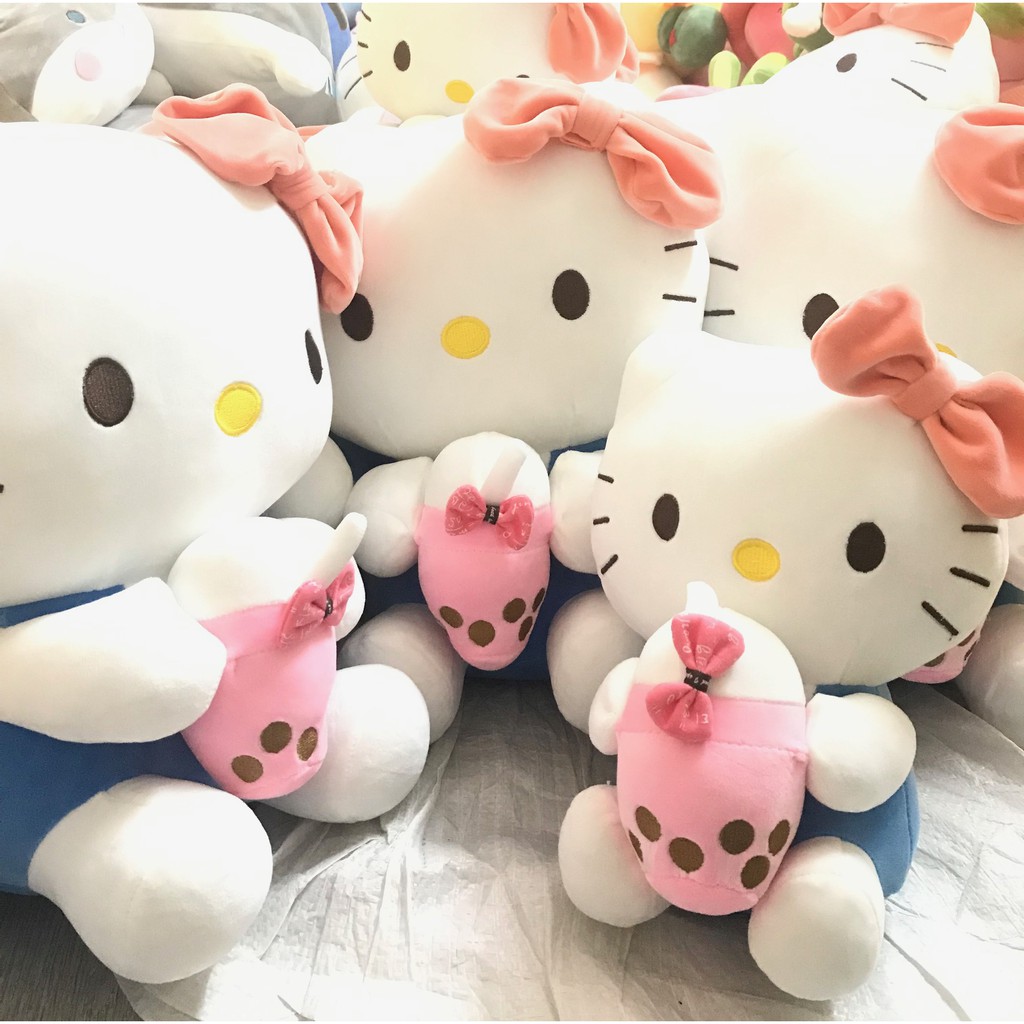 Gấu bông hello kitty trà sữa con mèo bông trắng dễ thương