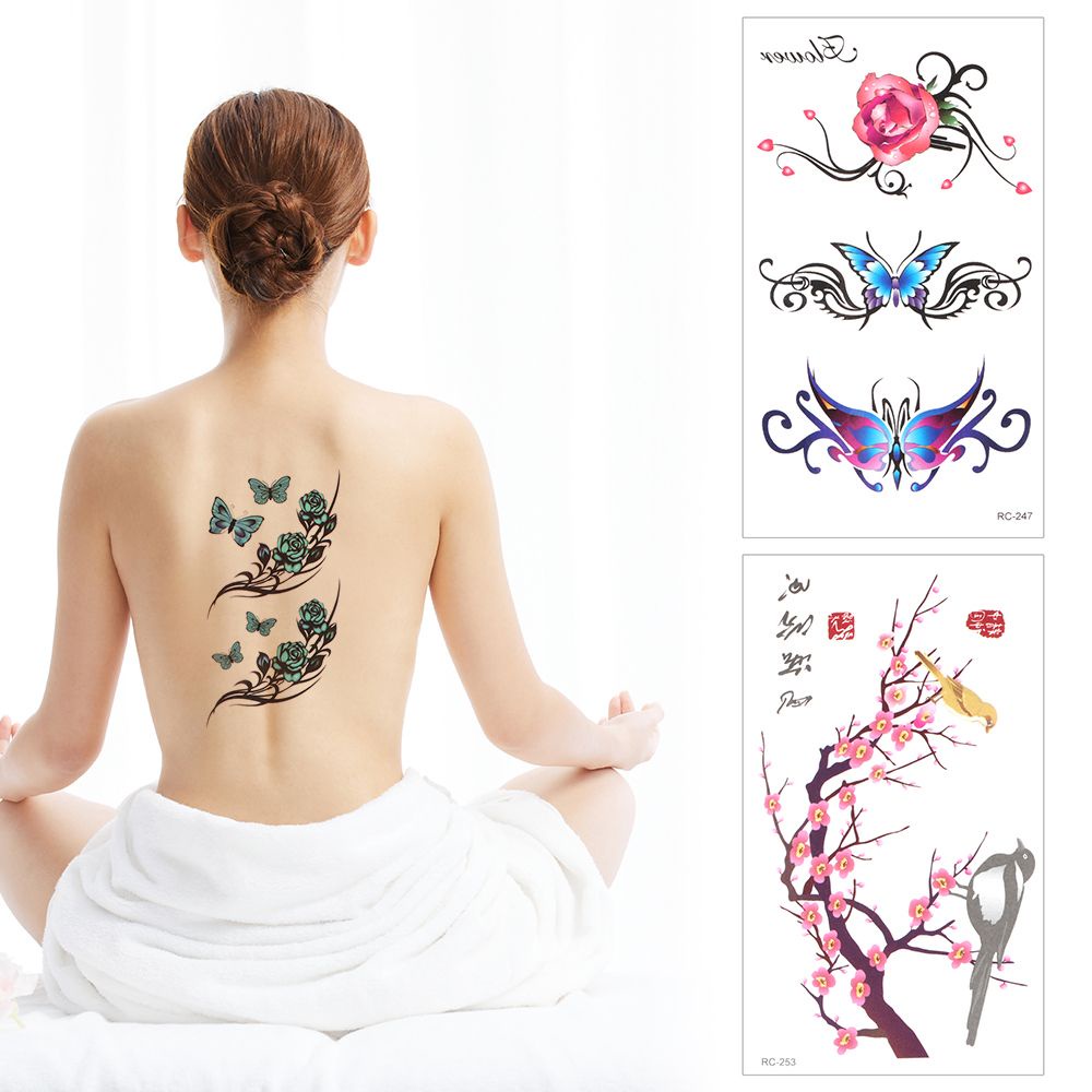 Hình xăm dán tạm thời họa tiết lông vũ và hoa nhiều kiểu bắt mắt chống thấm nước chuyên nghiệp