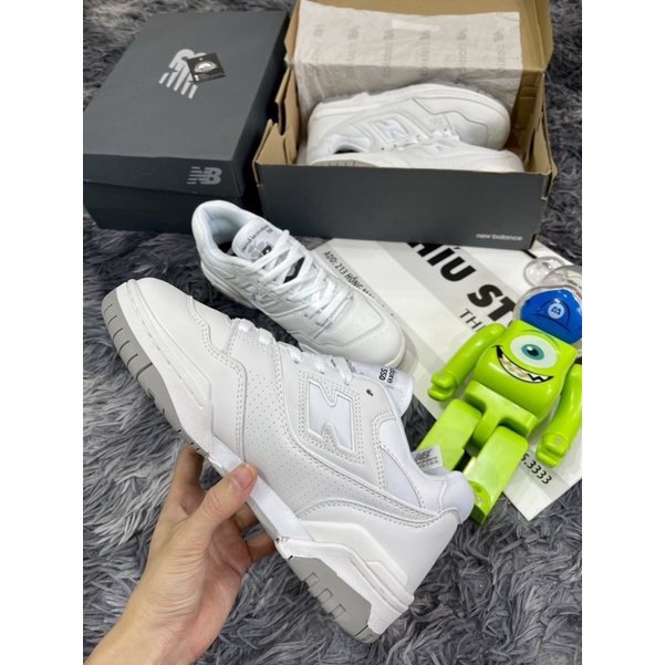 Giầy Thể Thao New Balance 500 White Grey -NB 550 Trắng Xám Phiên Bản 2022 |Lót Rời - Đế Khâu