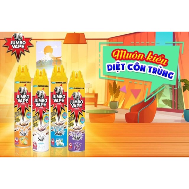 Bình xịt côn trùng jumbo vape hương hoa 600 ml lài, lavender,cam chanh ,ko mùi