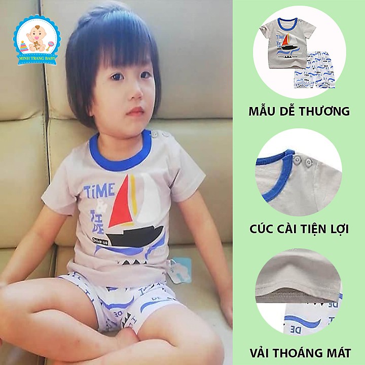 Bộ Cộc Tay Cotton Quảng Châu Cho Bé (Có Túi Zip)