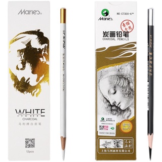 1pc Đen / Trắng Than Bút Chì Bộ Tuyệt Vời Để Vẽ Phác Thảo Bóng Trên Giấy Màu Tông Trường Đồ Dùng Văn Phòng Phẩm