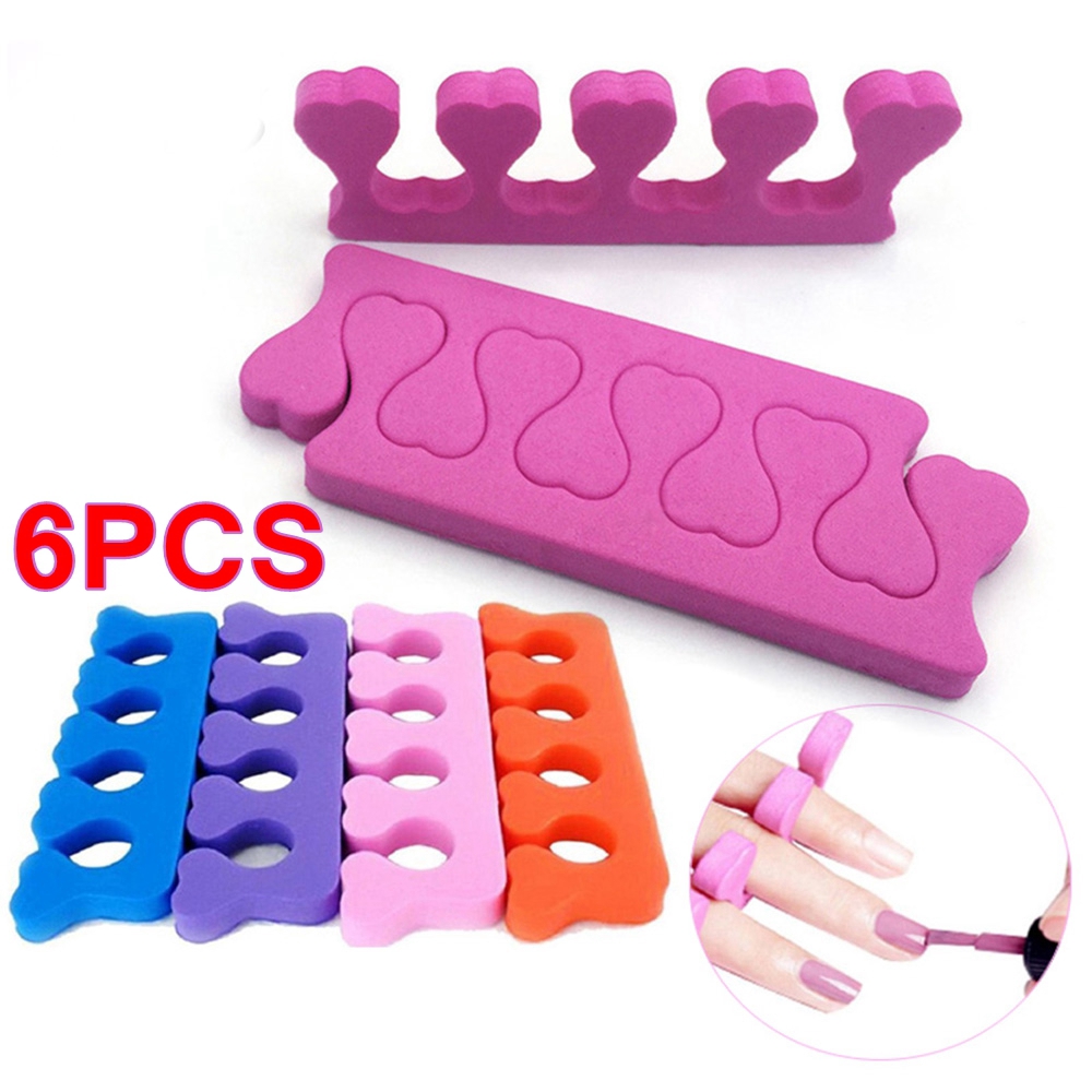 EMI 6PCS Foam Pink/Blue/Purple Beauty Tools Manicure DIY Finger Toe Separator