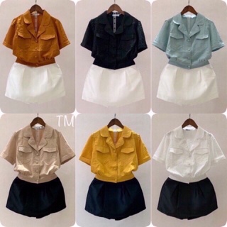 Áo sơ mi croptop hàng loại 1 đẹp - kèm ảnh video ngoài