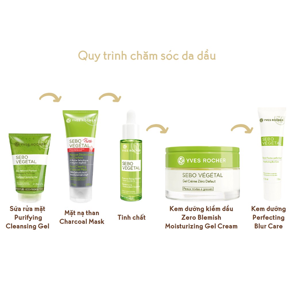 Nước Làm Sạch Yves Rocher Sebo Vegetal Cleansing Purifying Micellar Water 390ml