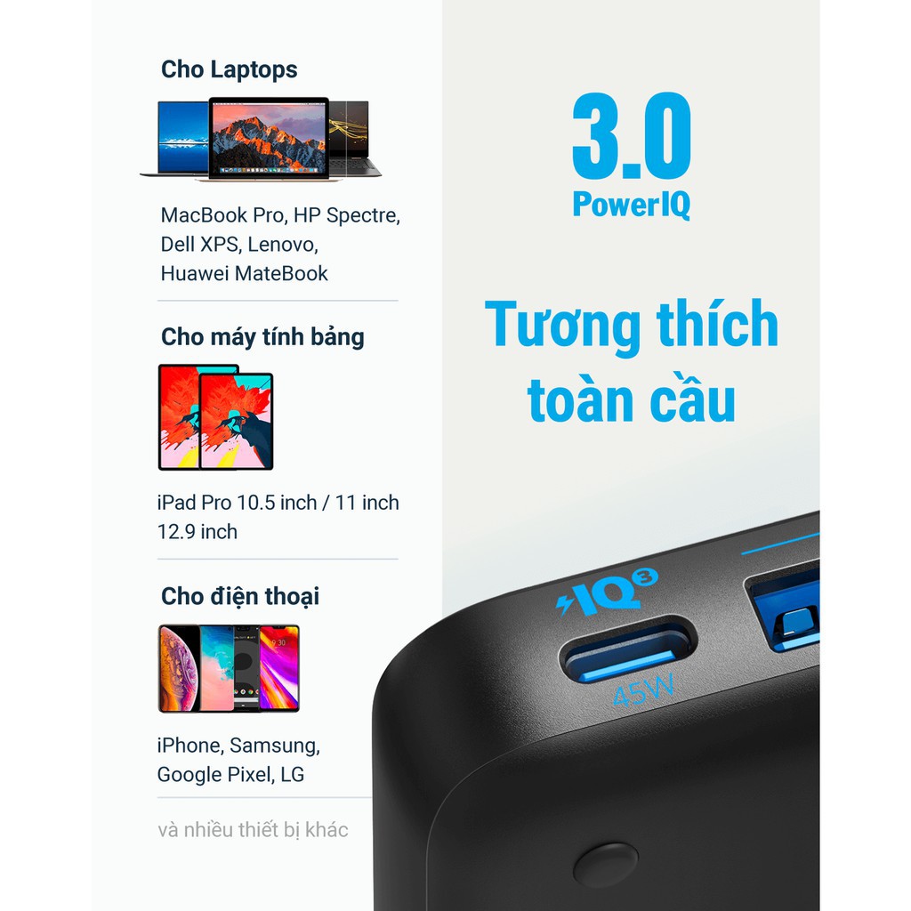 [ ANKER VN ] Sạc ANKER 4 cổng PowerPort Atom III Slim 65w PIQ 3.0&amp;GaN - Anker GaN A2045 - Slim A2045