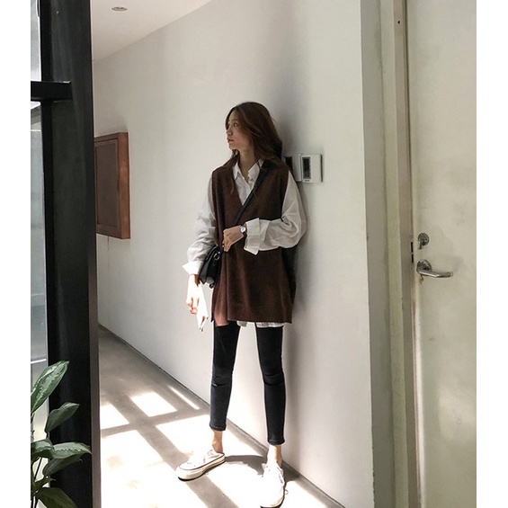 Áo len gile dáng rộng hot trend thu đông 2021 kiểu dáng Hàn Quốc GILE18 | BigBuy360 - bigbuy360.vn