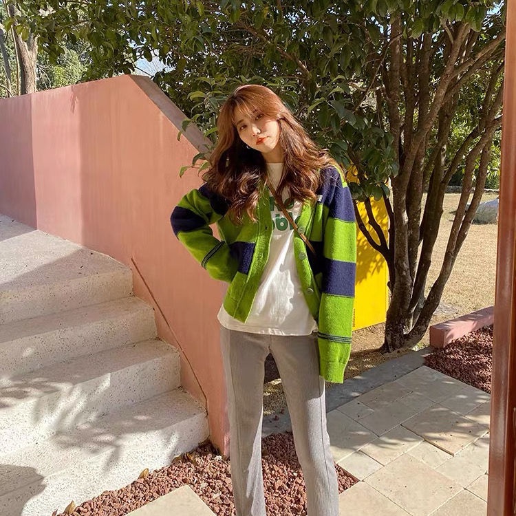 Áo khoác cardigan dệt kim ngắn cổ chữ v thời trang Hàn Quốc