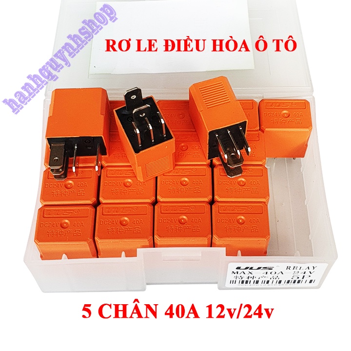 Hộp 20 Rơ le điều hòa ô tô 5 chân 12V 40A hoặc 24V 40A màu cam hàng đẹp loại 1