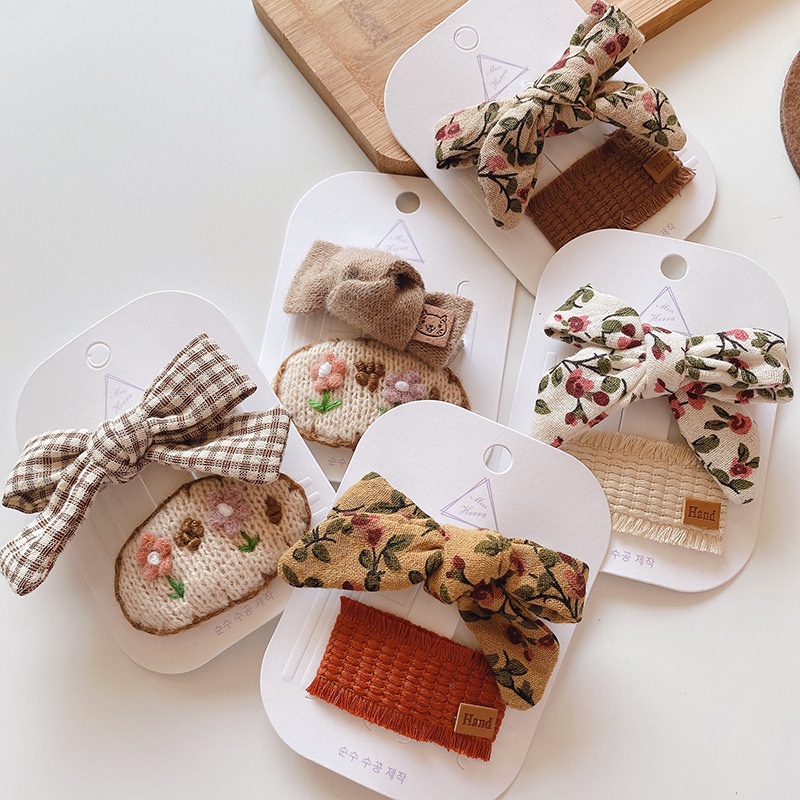Set Kẹp Tóc và Chun Cột Tóc 5 Mẫu Xinh Xắn Vintage Dành Cho Bé Gái MS07