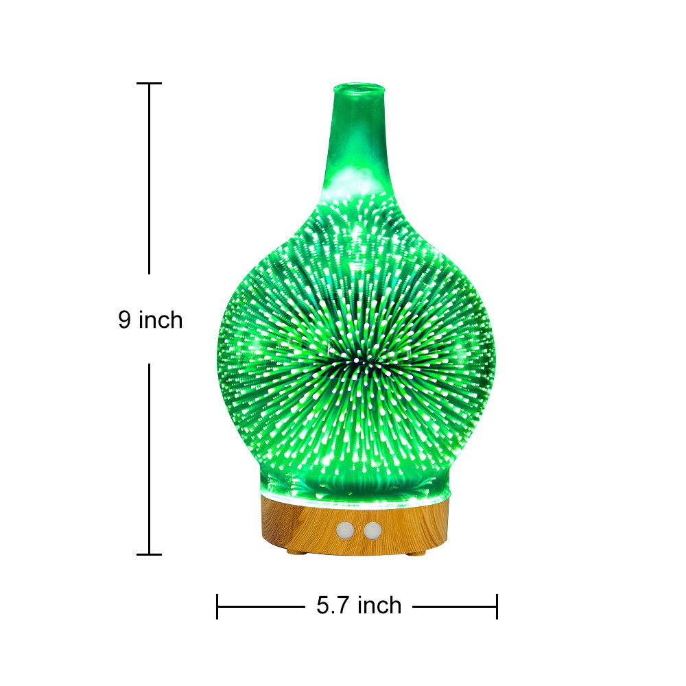 Máy Xông Tinh Dầu, Khuếch tán tinh dầu, Phun sương Lọ hoa 3D 7 màu.