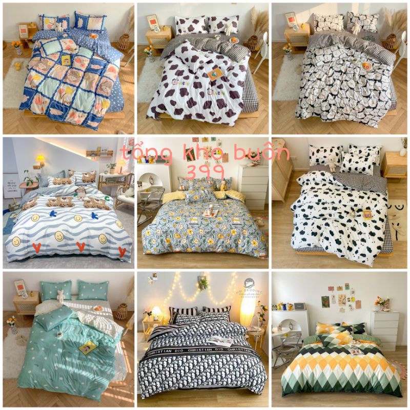 [RẺ VÔ ĐỊCH] bộ chăn ga gối 4 món cotton poly phong cách Hàn Quốc đẹp, chăn ga gối nệm, chăn, mền