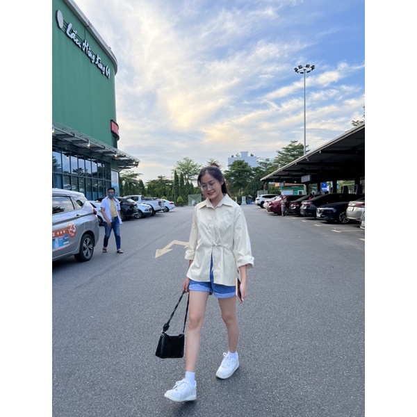 Sơmi  buộc nơ sườn cá tính - ảnh thật