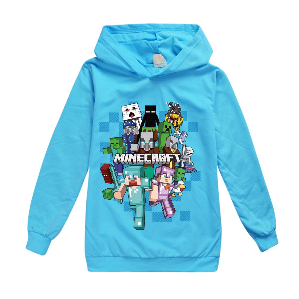 Áo Hoodie Dài Tay In Hình Game Minecraft Cho Bé Trai Từ 4-15 Tuổi