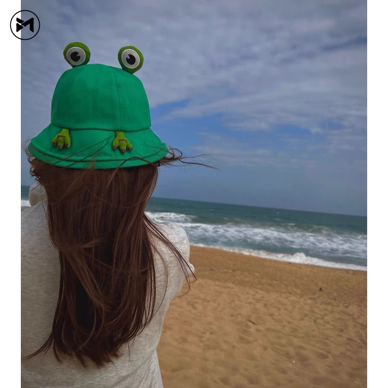 Nón Tai Bèo Hình Chú Ếch Dễ Thương Bằng Cotton Cho Nữ