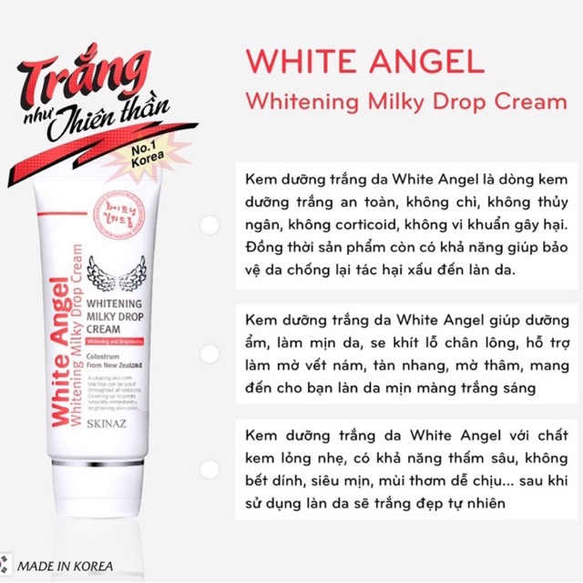 Kem Dưỡng Trắng Da White Angel Skinaz Hàn Quốc 70G
