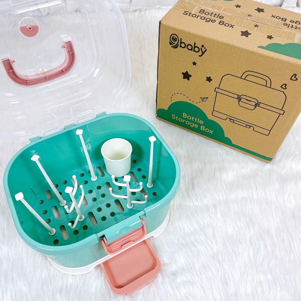 [BAO GIÁ SHOPEE] Giá Úp Bình Sữa Cao Cấp 9BABY Có Nắp Đậy Jupin - Màu xanh