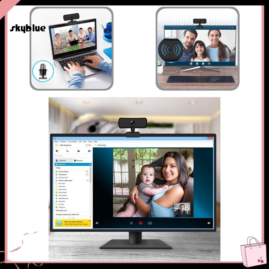 Webcam HD USB kỹ thuật số tự động nhận diện lại kèm phụ kiện | BigBuy360 - bigbuy360.vn