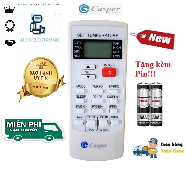 Điều khiển điều hòa Casper các dòng Casper 1HP 1.5HP 2HP SC- AH- GC- EC- EH- GH- Hàng tốt-Điện tử Alex-Tặng kèm pin