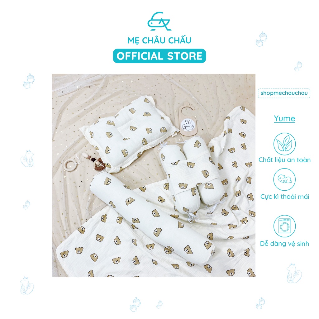 [FULL] Gối Ôm Xô Muslin Organic Yume (Dài 50cm - đường kính 10cm)