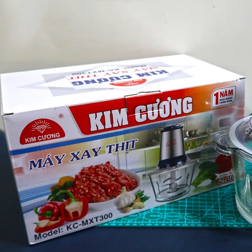 Máy xay thịt Kim Cương cối thủy tinh 2 lít 350W - Chính hãng BH 12 tháng