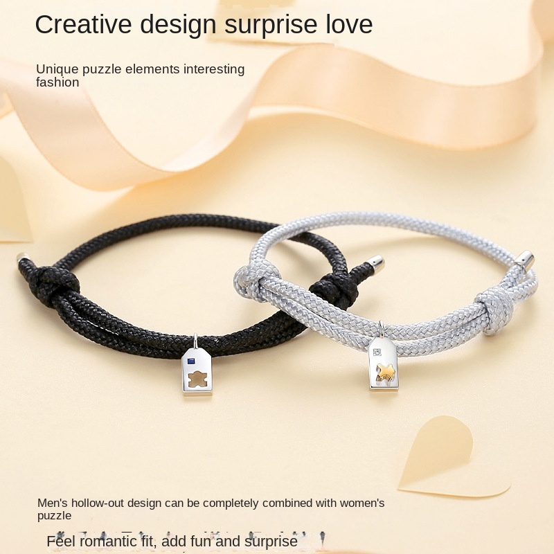 Vòng Đeo Tay Cặp Đôi Kết Hợp Một Mảnh Ghép Độc Quyền Phong Cách Ins Thích Hợp Làm Quà Tặng Valentine