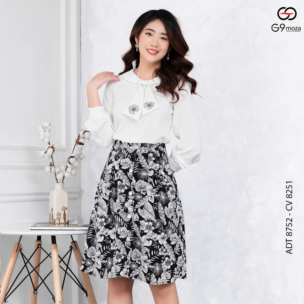 Áo tay dài 8752 G9moza với chất liệu lụa hàn quốc tạo nên phong cách công sở trẻ trung.