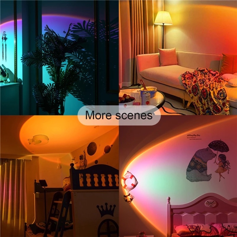 [NOWSHIP 1H] ĐÈN LED Tiktok xoay360 độ đèn Sunset đèn hoàng hôn, cầu vồng đèn rose đèn DECOR trang trí đèn ngủ Sundecor