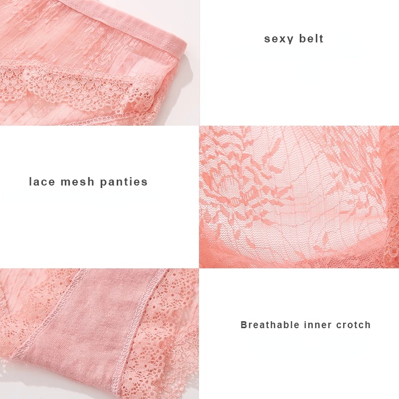 Set 3 quần lót FINETOO phối ren thời trang quyến rũ dành cho nữ