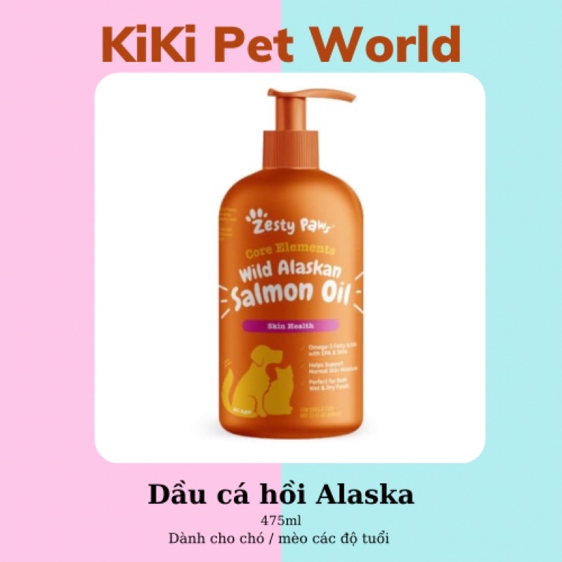 Dầu cá hồi Zesty Paws cho chó mèo chai 475ml Zesty paws Salmond Oil Alaska