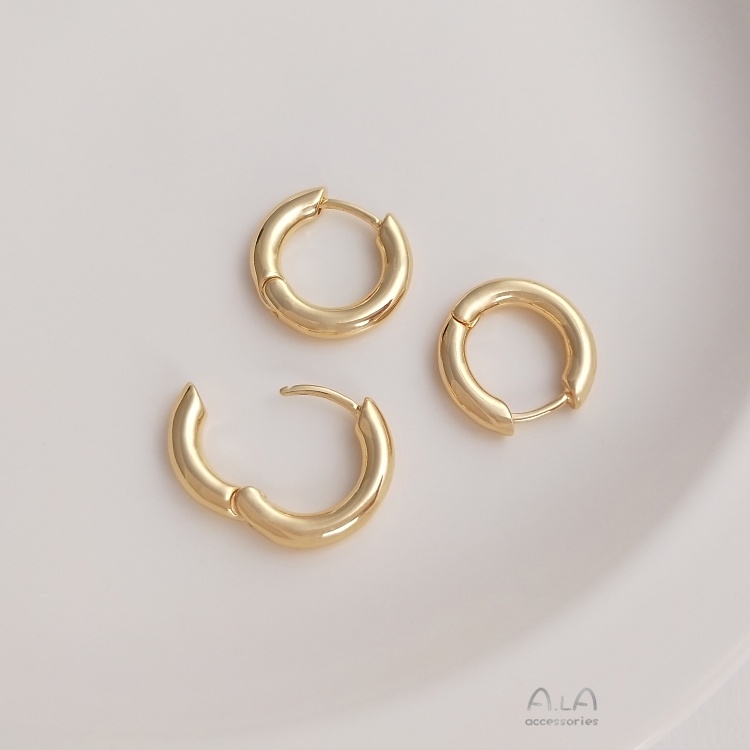 █A.ιA゜14K Vàng●1 Cặp°Bông Tai Mạ Vàng 14k Hình Tròn Phong Cách Cổ Điển Thời Trang diy