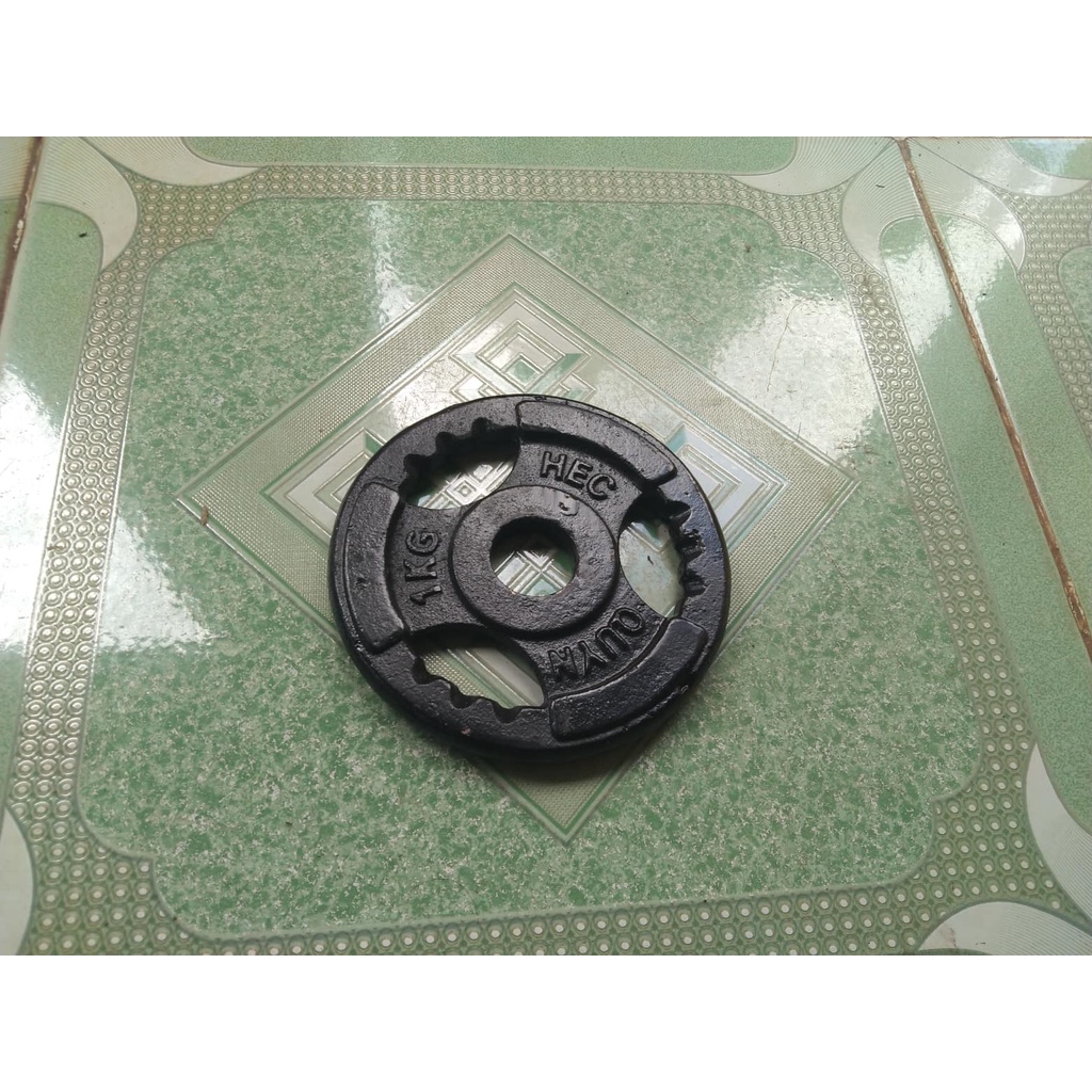2 viên Tạ bánh 1kg gang đúc lỗ nhỏ
