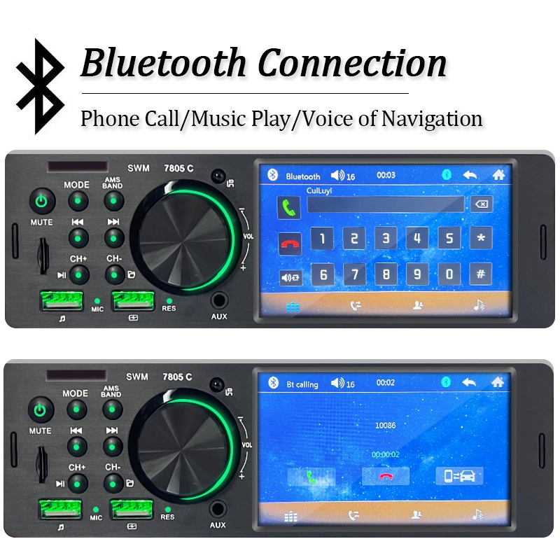 Máy Nghe Nhạc Mp5 Bluetooth 4.1 Tự Động 1 Chân Cắm AUX / USB / TF Sạc Nhanh Có Màn Hình Cảm Ứng Cho Xe Hơi