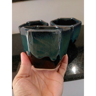 Chậu hỏa biến hình lục giác trồng sen đá, cẩm nhung..kt 9x6