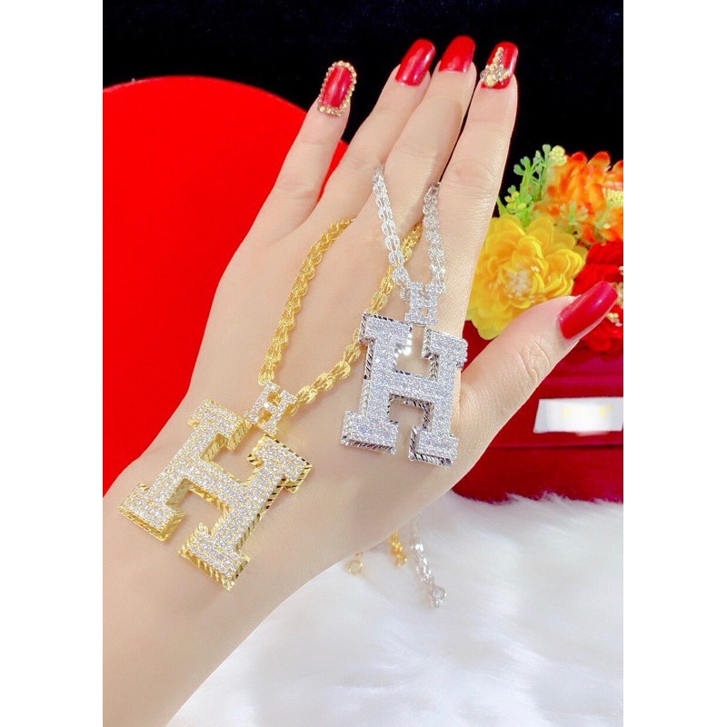 Dây chuyền phụng mặt chữ H màu bạch kim màu vàng 18 cao cấp mẫu mới về