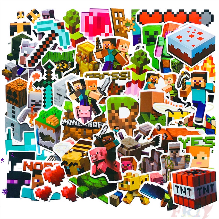 Bộ 50 Miếng Dán Họa Tiết Minecraft - Series 07 Thời Trang Dùng Trang Trí Diy