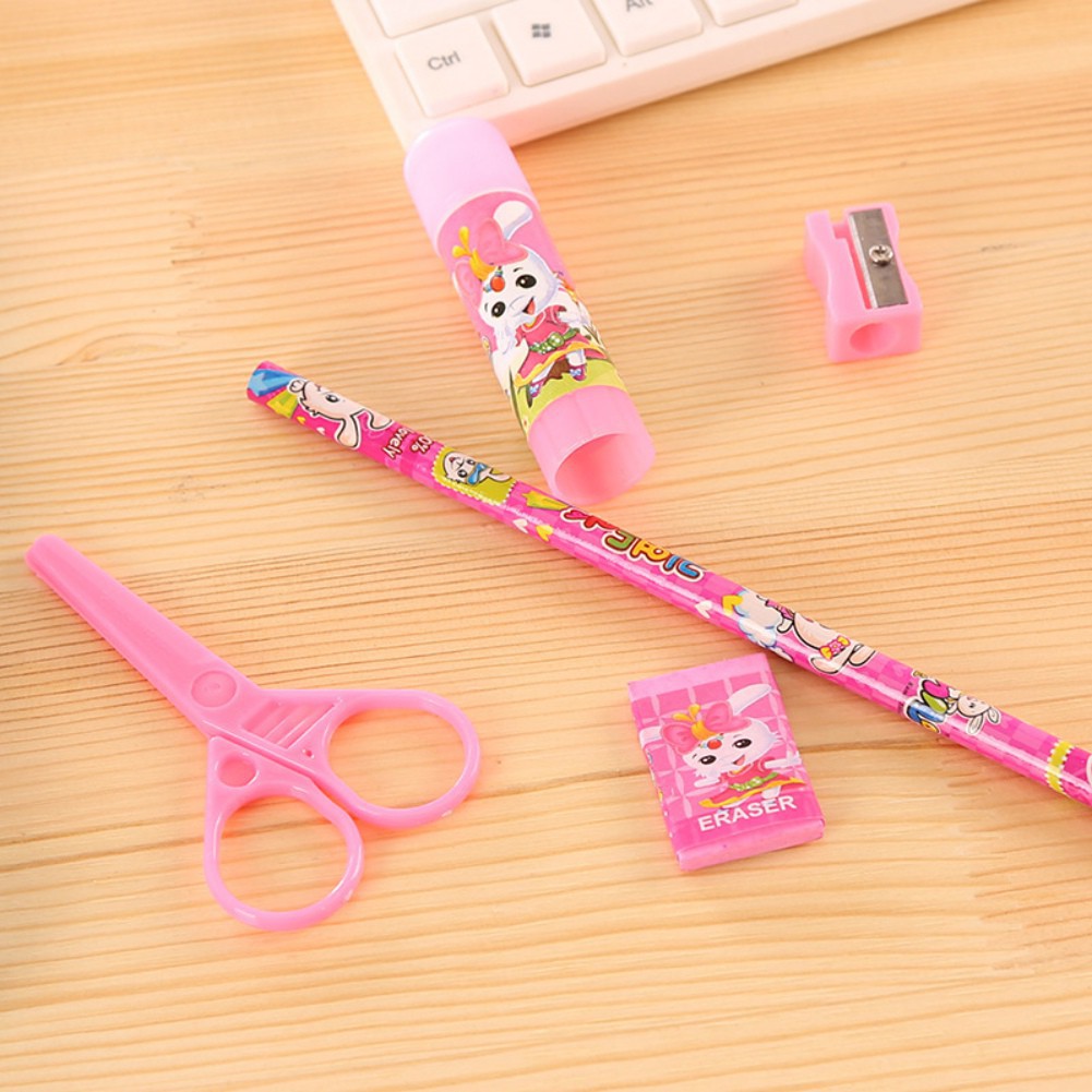 Bộ Dụng Cụ Học Tập Hình Hoạt Hình Xinh Xắn Dành Cho Bé