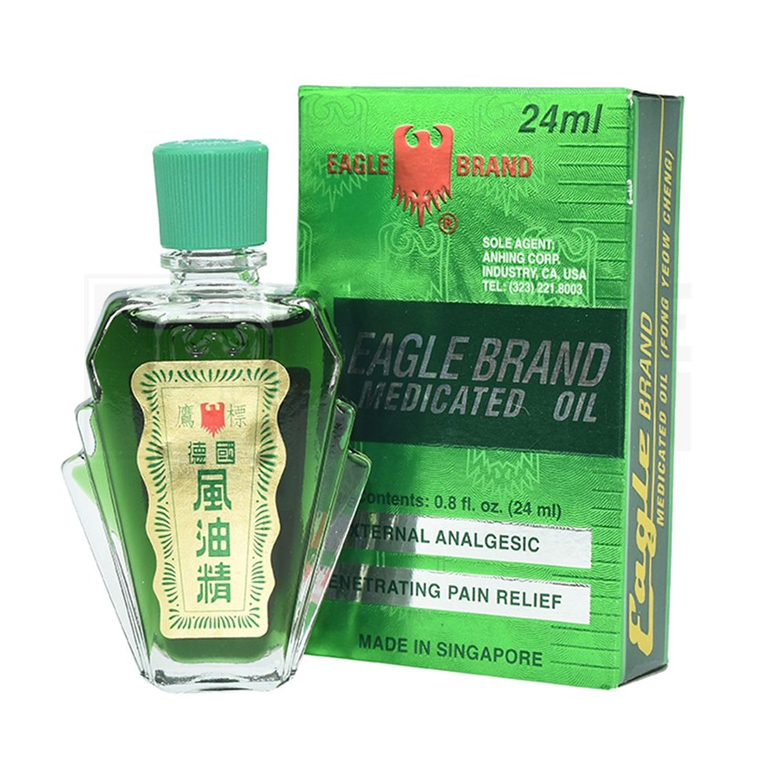 Dầu gió xanh Con Ó EAGLE BRAND Singapore [Chai 24ml] [Dầu Xanh 1 Nắp, 2 Nắp]