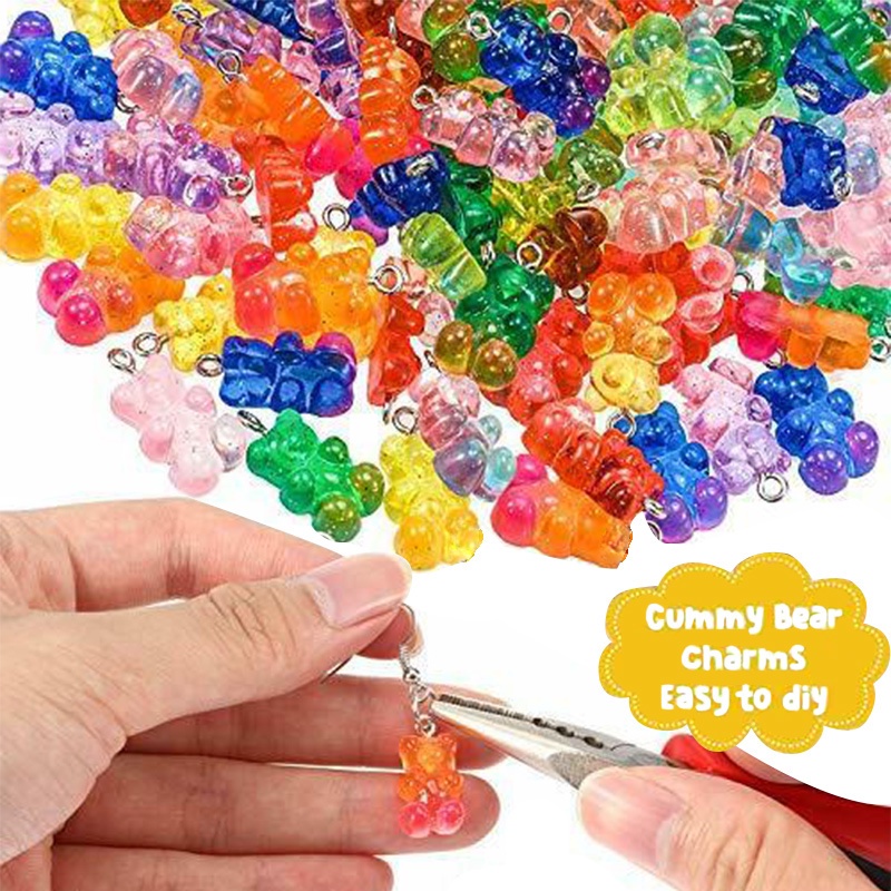 Set 10/50 Mặt Dây Chuyền Kim Sa Hình Gấu Gummy