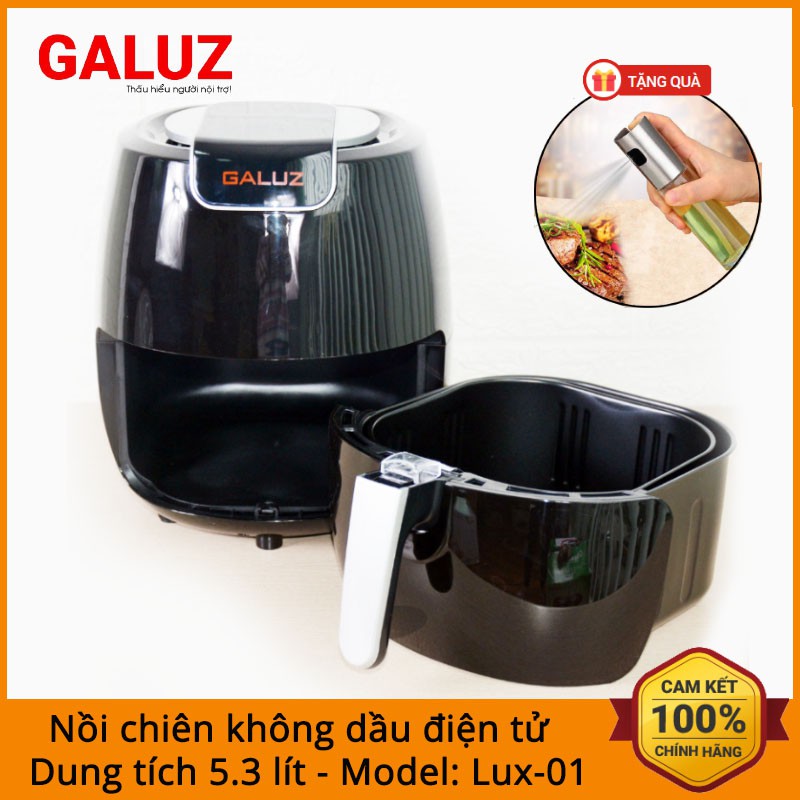 Nồi chiên không dầu điện tử Galuz Lux 01 dung tích 5.3L công suất 1800W bảo hành 30 tháng - TẶNG Bình Xịt Dầu 100ml