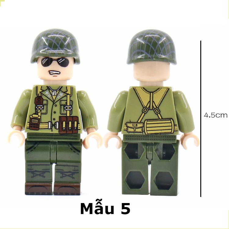 Minifigures Nhân Vật Lính Mỹ Có In Hình Balo Mặt Sau Siêu Đẹp NO.691 - Phụ Kiện MOC Army